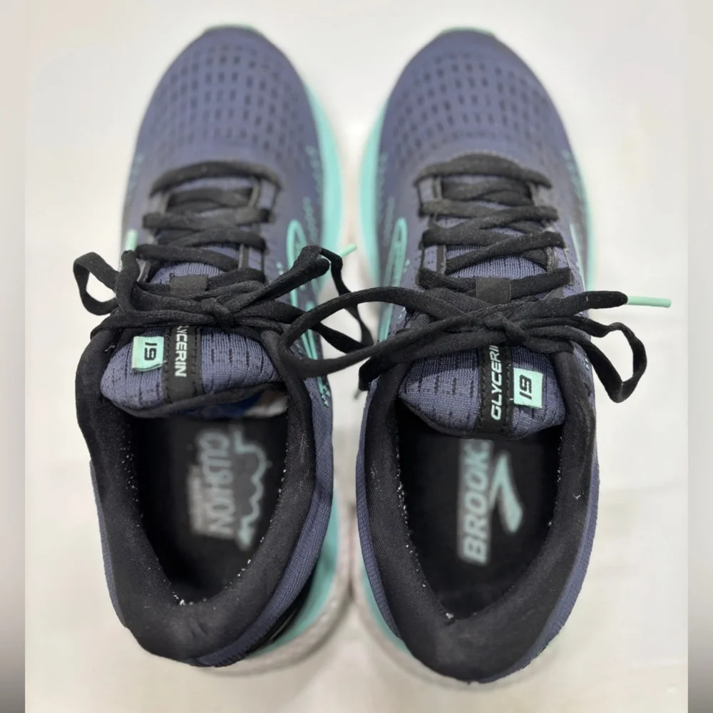 Brooks Glycerin 19 Running Shoes Gray Teal Athletic Sneakers Women’s  Size 8.5